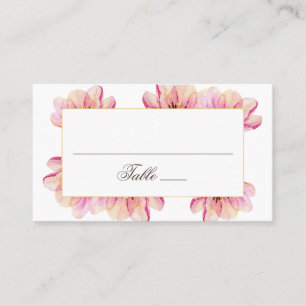 Cartão De Lugar Casamento floral cor de água rosa. Flores de jard