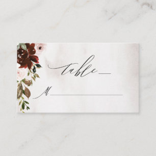 Cartão De Lugar Casamento Floral de Boho Burgundy Rosa