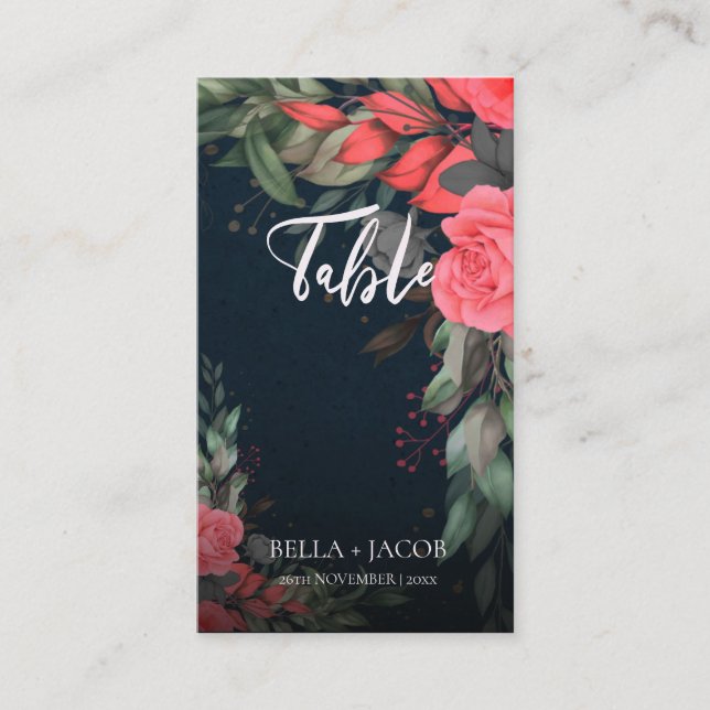 Cartão De Lugar Casamento Floral De Cinzas De Laranja De Pêssego B (Frente)