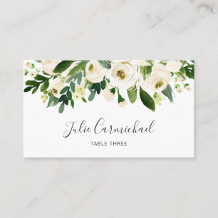 Cartão De Lugar Casamento Floral Elegante com Aquarela