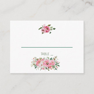Cartão De Lugar Casamento Floral Rosa Brilhante
