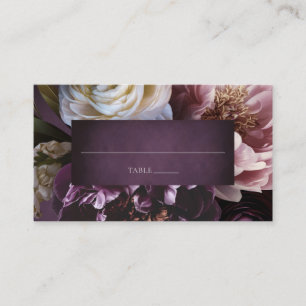 Cartão De Lugar Casamento Floral Roxo Maximalista Elegante