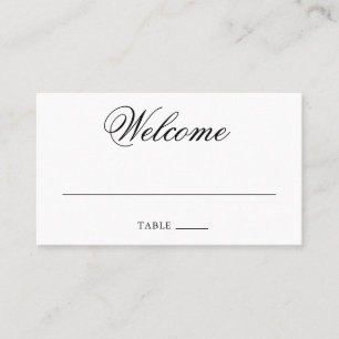 Cartão De Lugar Casamento Formal Elegante Preto e Branco Tradicion