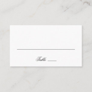 Cartão De Lugar Casamento Formal Elegante Preto e Branco Tradicion