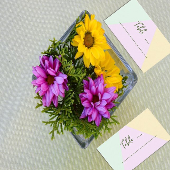 Cartão De Lugar Casamento Geométrico de Pastel Mudado (Criador carregado)