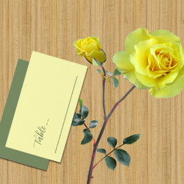 Cartão De Lugar Casamento Manteiga Amarelo e Sage Minimalista