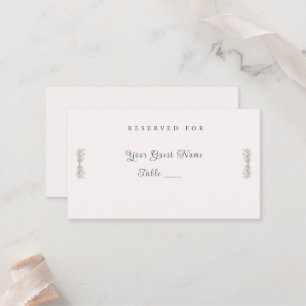 Cartão De Lugar Casamento Minimalista Botânico em Verde Sage Simpl