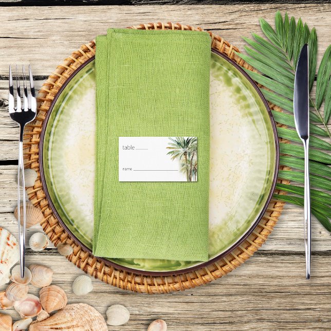 Cartão De Lugar Casamento Moderno de Palmeiras Tropicais (Tropical Palm Trees Modern Wedding Place Card)