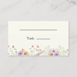 Cartão De Lugar Casamento moderno de primavera com flores silvestr