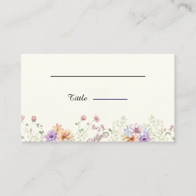 Cartão De Lugar Casamento moderno de primavera com flores silvestr (Frente)