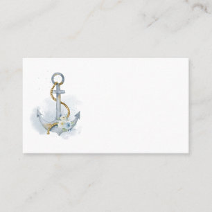 Cartão De Lugar Casamento Náutico Âncora Floral Aquarela