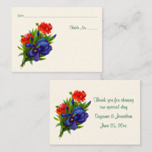 Cartão De Lugar Casamento Personalizado do Buquê Flor Iris