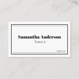 Cartão De Lugar Casamento Preto e Branco Minimalista Personalizado