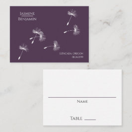 Cartão De Lugar Casamento Rich Wine Purple Dandelion Seed