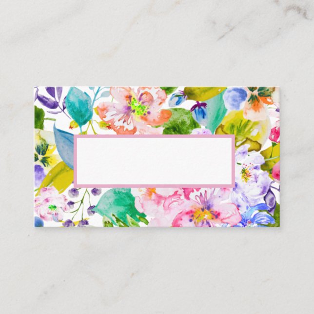 Cartão De Lugar Casamento Romântico Floral Rosa-Rosa Moderno (Frente)