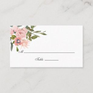 Cartão De Lugar Casamento Rosa Bege Floral Aquarela