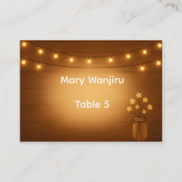 Cartão De Lugar Casamento Rustic Mason Jar & String Lights
