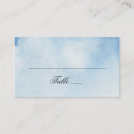Cartão De Lugar Casamento simples em aquarela azul. Azul-marinho m