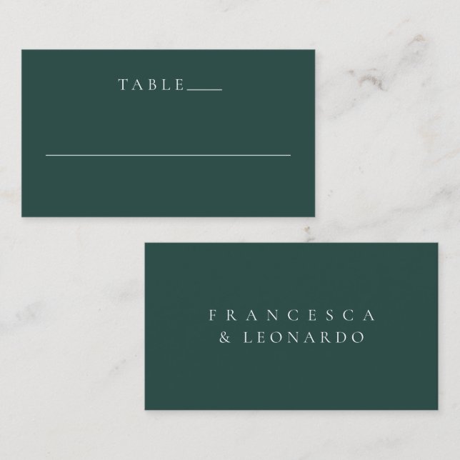 Cartão De Lugar Casamento Simples Esmeralda Clássico (Frente/Verso)