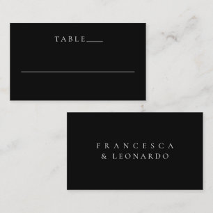 Cartão De Lugar Casamento Simples Preto Clássico