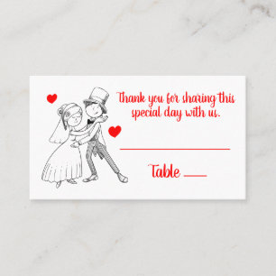 Cartão De Lugar Casamento Vermelho Branco de Bela Noite de Bela No