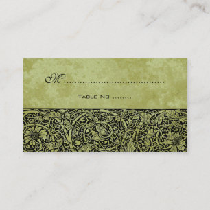 Cartão De Lugar Casamento Vintage, Rolo Floral de Flores Vitoriana