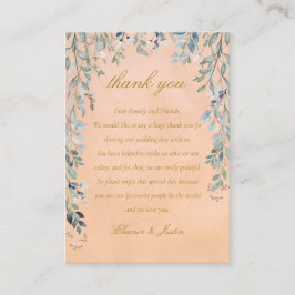 Cartão De Lugar Cascata Floral de Verdor Agradecimento de Casament