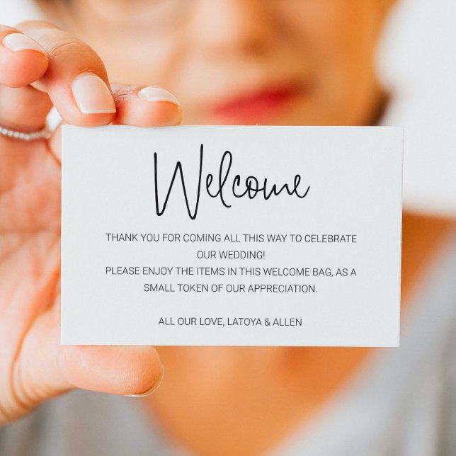 Cartão De Lugar Casual de caligrafia Casual de Boas-vindas Gift Ba (Criador carregado)