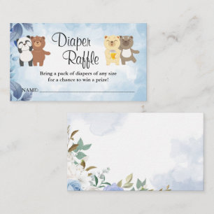 Cartão De Lugar Chá de fraldas do bilhete de Fralda Teddy Bears