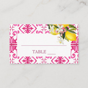 Cartão De Lugar Chá de panela de azulejos magenta Fuchsia Majolica