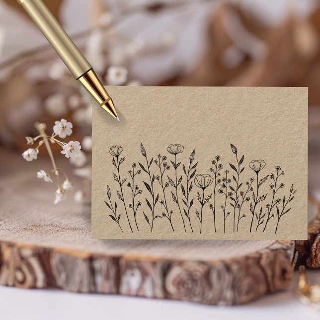 Cartão De Lugar Chic Elegant Wildflower simples - Kraft personaliz (Chic Elegant Wildflower Simple Rustic Custom Kraft Wedding Party Place Card
)