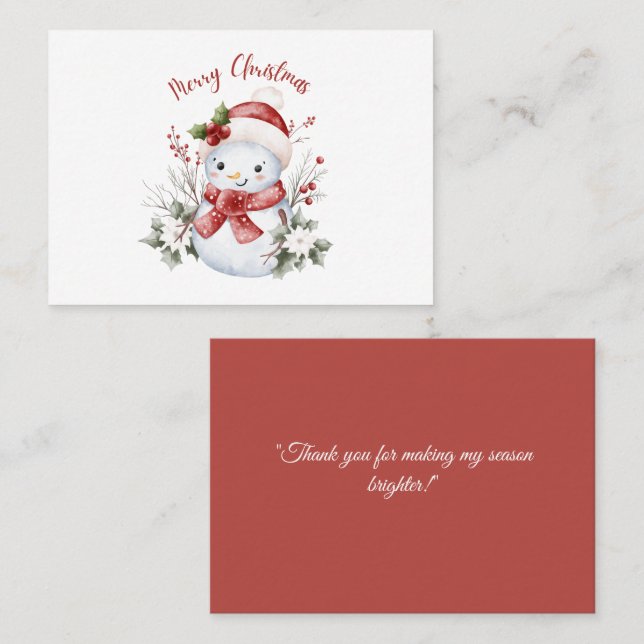 Cartão De Lugar Christmas Snowman Flat Place Card (Frente/Verso)