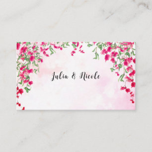Cartão De Lugar Chuva de Casamento Floresta Tropical Buganvília Ro