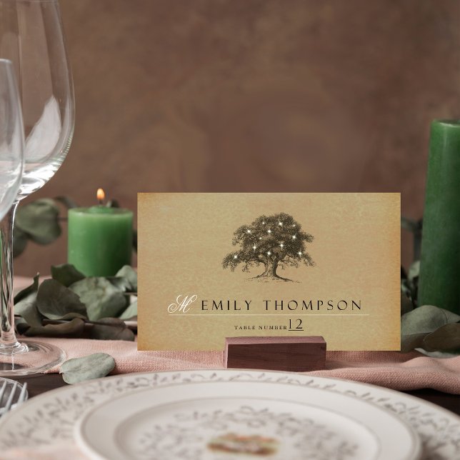Cartão De Lugar Coleção de Casamento de Árvores de Carvalho Antigo (Criador carregado)