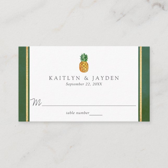 Cartão De Lugar Coleção de Casamentos de Abacaxi Tropical (Frente)