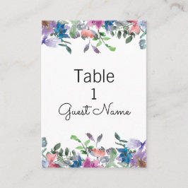 Cartão De Lugar Convidado de Casamento Floral em Aquarela Roxo Ros