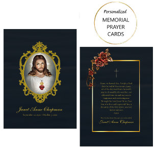Cartão De Lugar Coração Sagrado de Jesus Cartola Funeral Católica