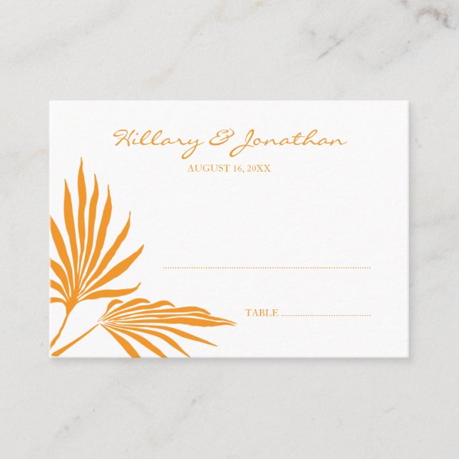 Cartão de lugar da escolta de casamento de palma l (Frente)