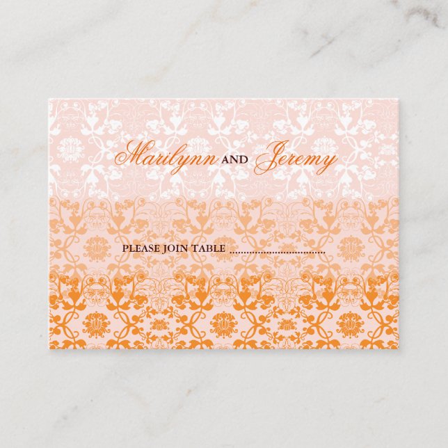 Cartão De Lugar Damask Swirls Lace Sorbet Personalizar Placa de Lo (Frente)