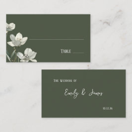 Cartão De Lugar Dark Sage Green Botanical Wedding