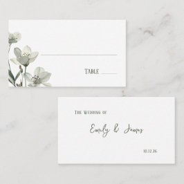 Cartão De Lugar Dark Sage Green Botanical Wedding