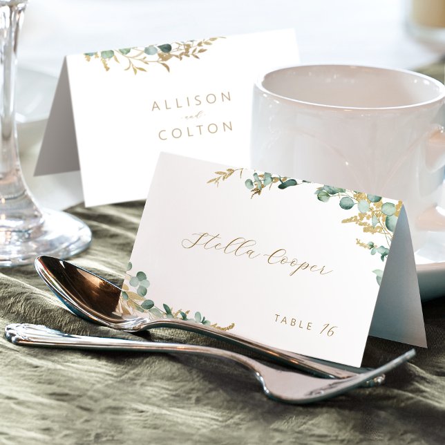 Cartão de lugar de casamento boho com eucalipto rú (Rustic eucalyptus greenery boho wedding Place Card)