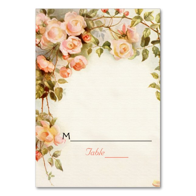 Cartão de lugar de casamento de rosas românticos d (Frente)