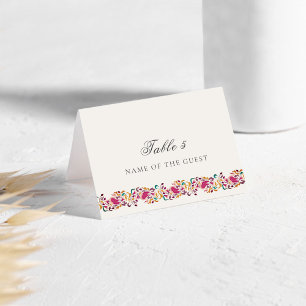Cartão de Lugar de Casamento Floral Pérola Românti