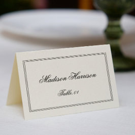 Cartão de Lugar de Casamento Preto e Branco Old Mo