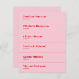 Cartão de Lugar de Casamento Rosa e Vermelho Retrô