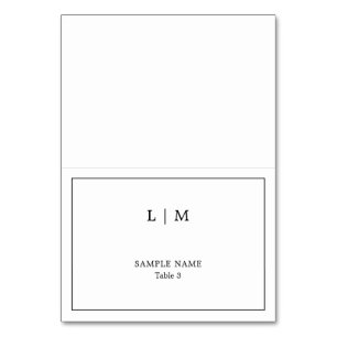 Cartão de Lugar de Casamento Simples Preto e Branc