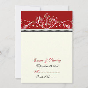 Cartão de lugar de casamento vermelho ornamental b