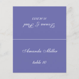 Cartão de lugar de casamento violeta com nome do c
