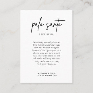 Cartão de Lugar de Favor de Casamento Palo Santo